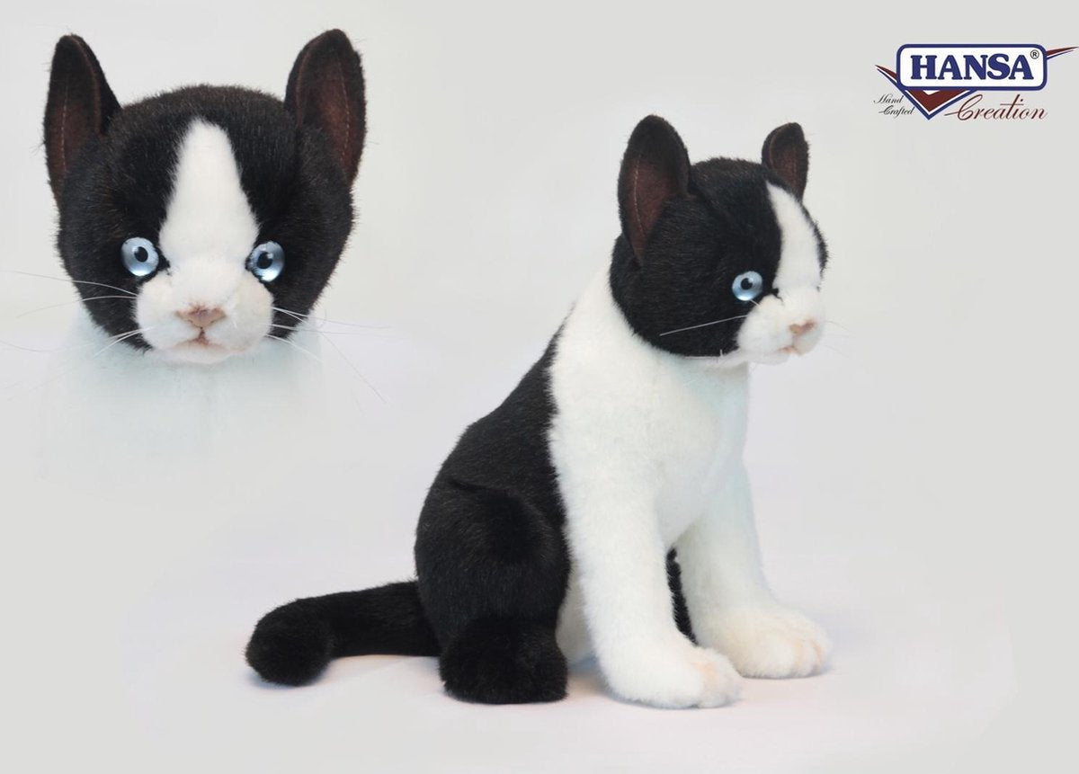 Hansa Felix de Kat Knuffel zwart met wit