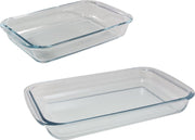 Set van 2 rechthoekige glazen ovenschalen 1