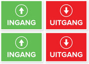 Stickerset A4 - Ingang/Uitgang - Corona/COVID-19 Set - 2x Ingang - 2x Uitgang