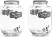 2x Glazen drank dispenser met krijtlabel 3