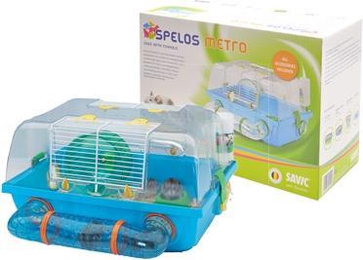 Savic hamsterkooi blauw speels  42x38x24cm