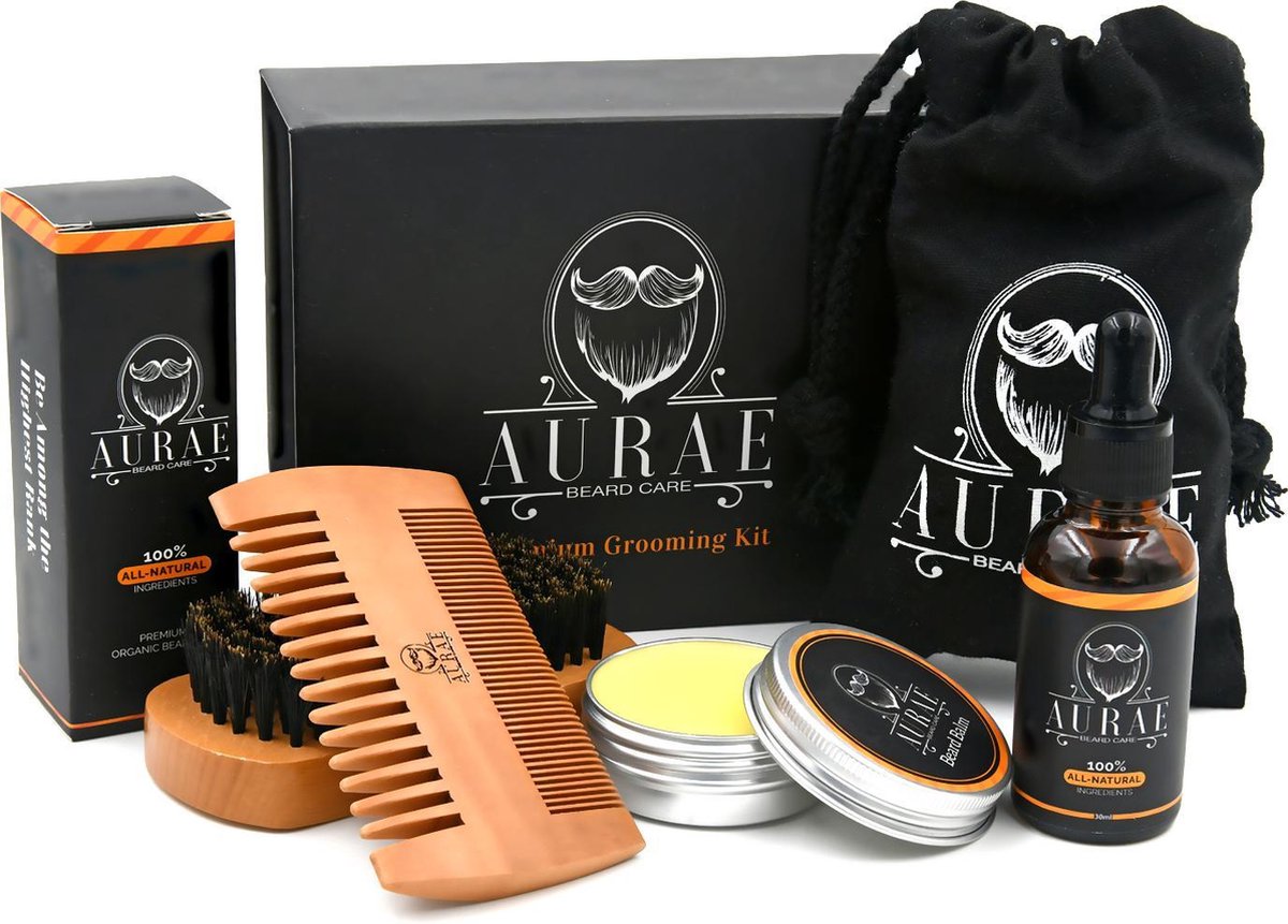 Baardverzorging set Baardolie Baard kam Baardbalsem Baard Geschenkset Mannen Baard groei  - Cadeau voor hem - AURAE