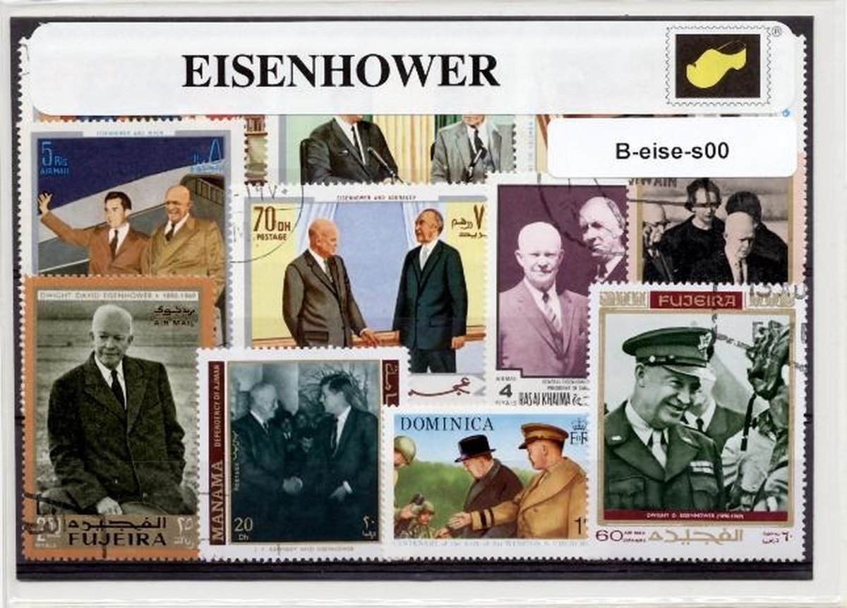 Dwight D. Eisenhower – Luxe postzegel pakket (A6 formaat) - collectie van verschillende postzegels van Dwight D. Eisenhower – kan als ansichtkaart in een A6 envelop. Authentiek cadeau - kado - geschenk - kaart - USA- president- presidenten- amerika