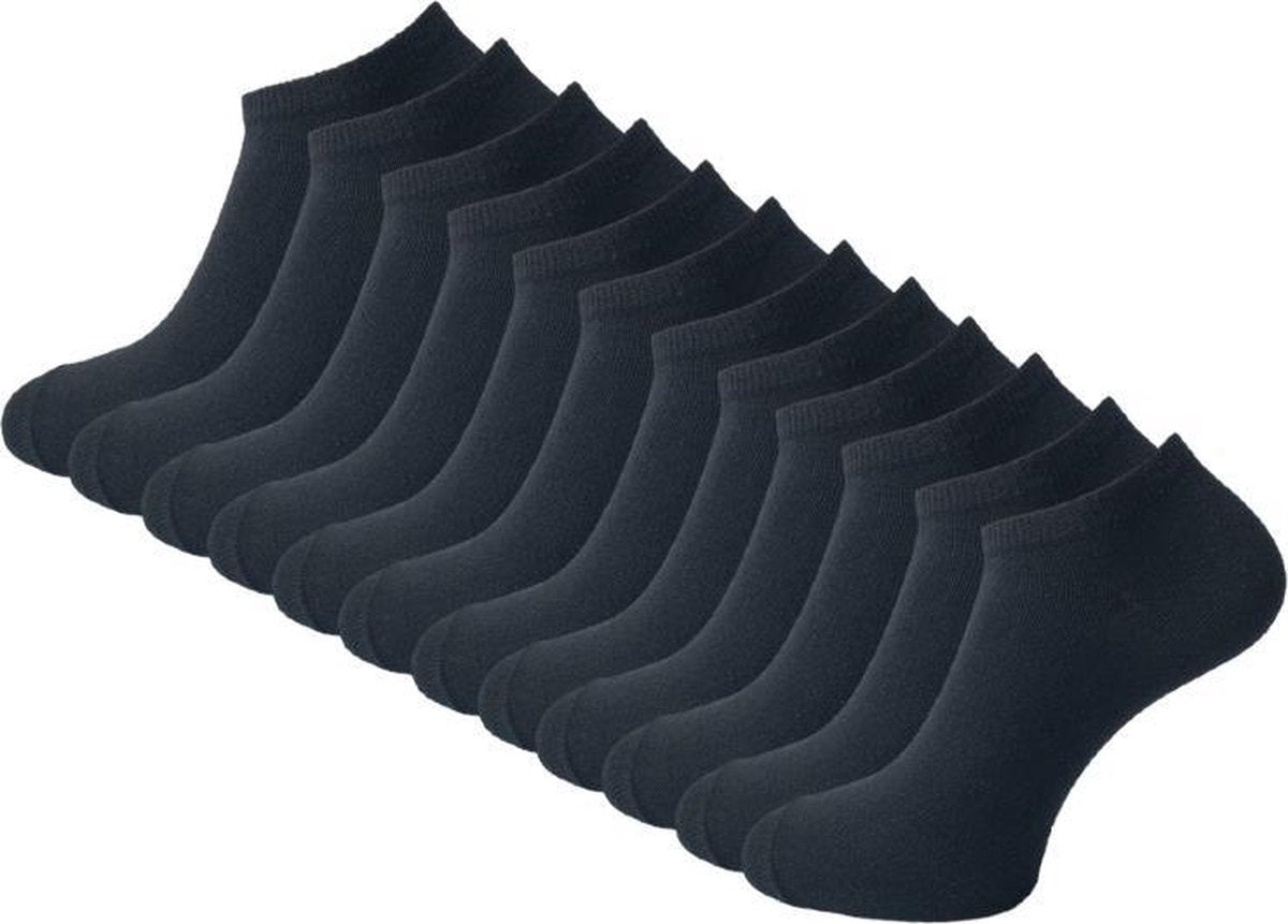12 paar Sneakersokken - VANSENZO - Basic - Zwart - Maat 39-42