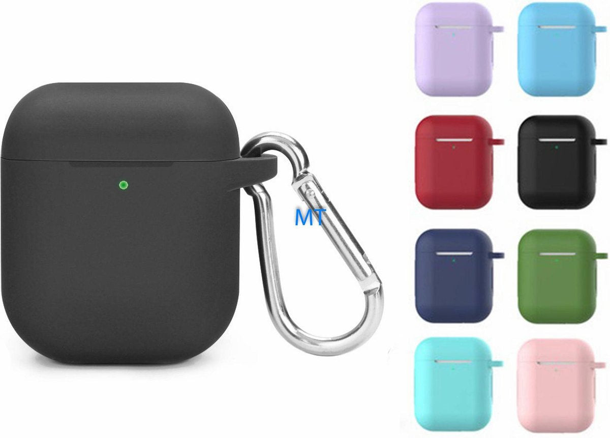 Airpods 1/2 silicone bescherm case met clip - PAARS-PURPLE