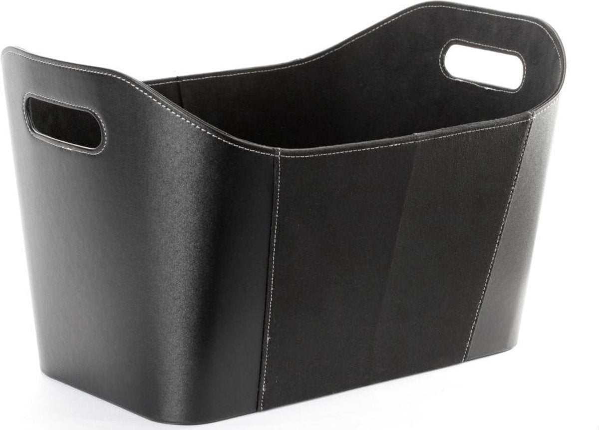 TT 41 Houtmand zwart lederlook met suede - zwart - lederlook - suede - H30/B50/D34