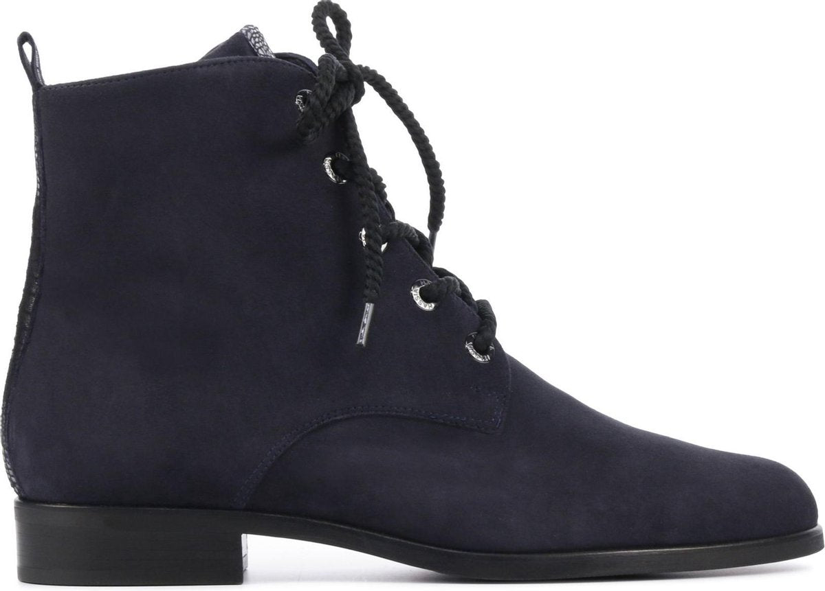 Hassia Vrouwen Suède Crocoprint Veterboots / Laarzen / Damesschoenen 306242 - Blauw - maat 41