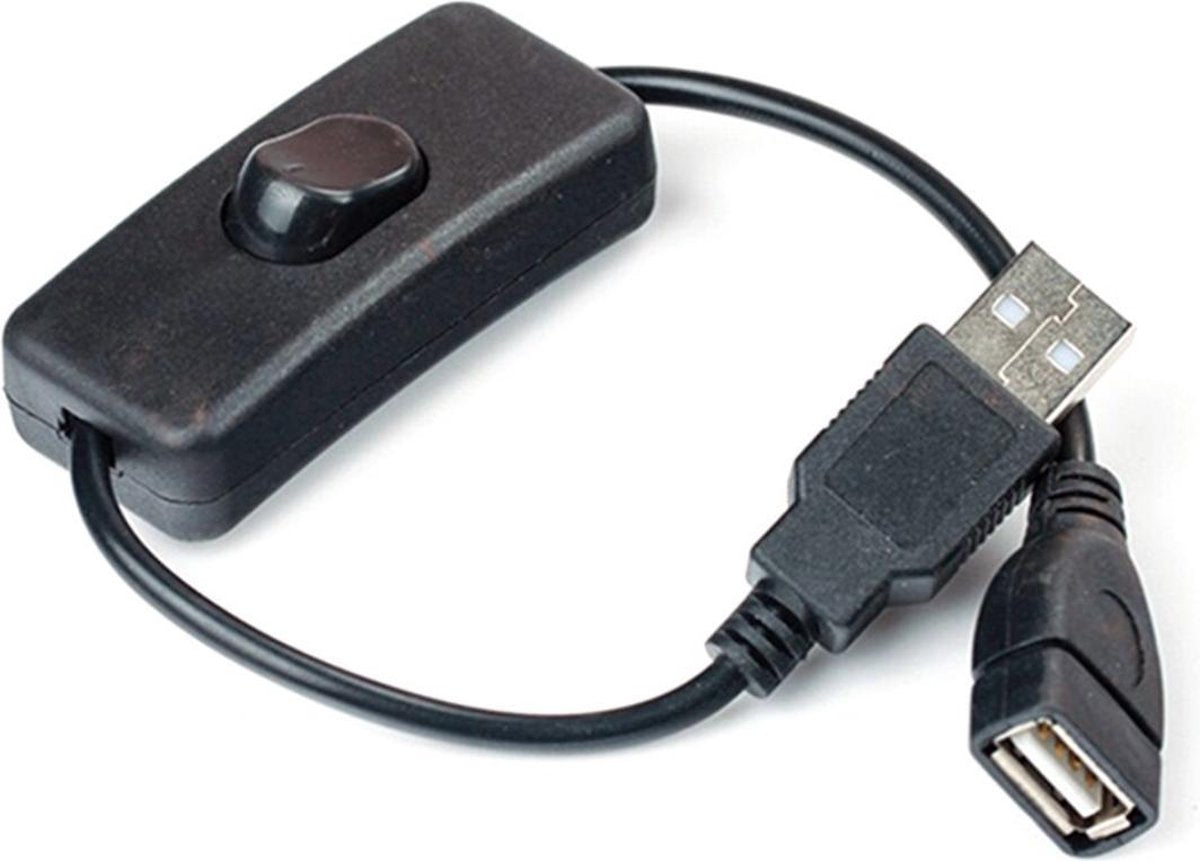 WiseGoods USB 2.0 A Mannelijk naar A Vrouwelijk verlengkabel met Aan/Uit Schakelaar - 28 cm - Zwart