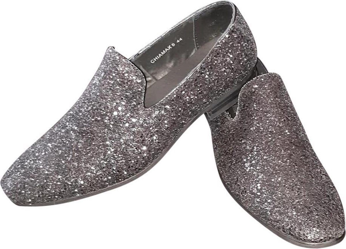 Heren - glitter schoen - disco schoen - party shoe - De Toppers - feest - kerstmis - carnaval - glitter and glamour - zwart - 41