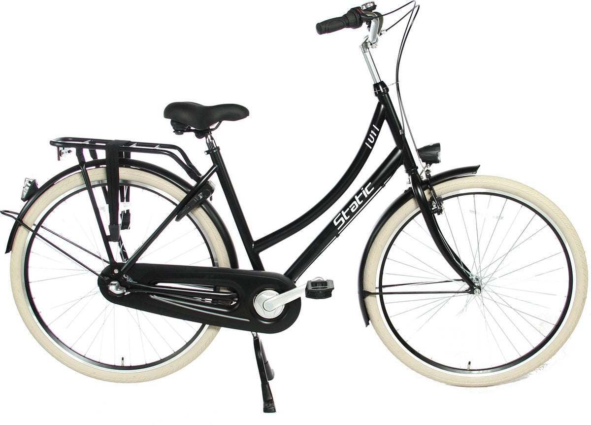 Static Urban Damesfiets 3 versnellingen 28 inch Mat zwart 57cm