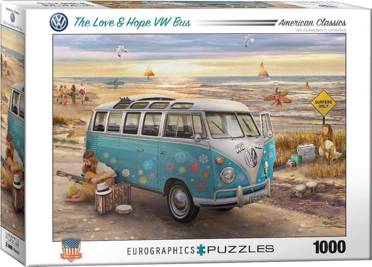 Eurographics puzzel The Love & Hope VW Bus - Greg Giordano - 1000 stukjes