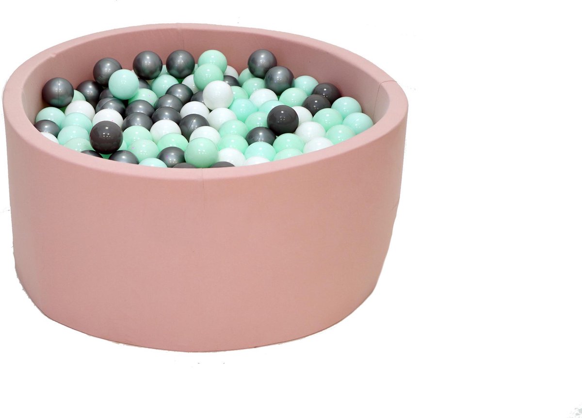 Ballenbak Roze 90x40 met 250 ballen Zilver
