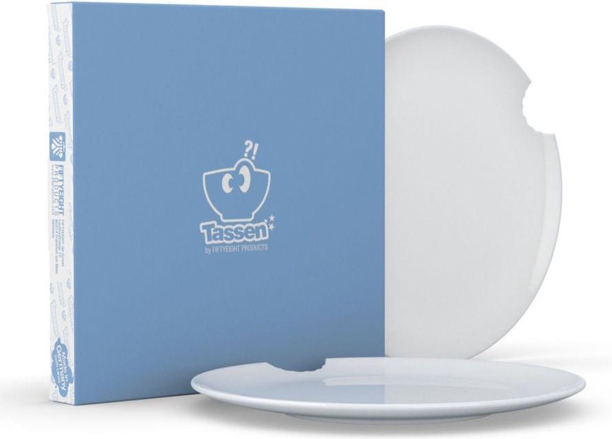 Tassen set van 2 diner borden met hap eruit 28 cm - 74