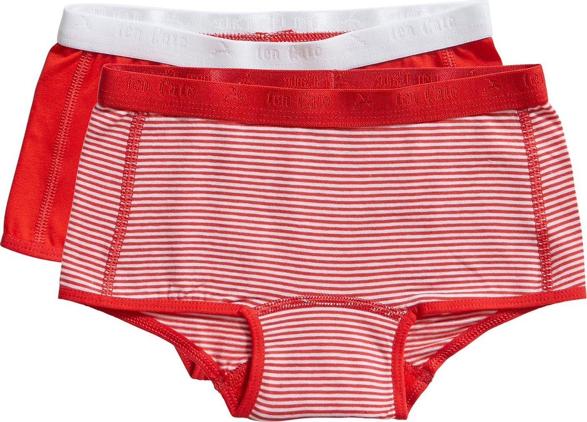 Ten Cate - Meisjes - 2-Pack Shorts Mint  - Rood - 98/104