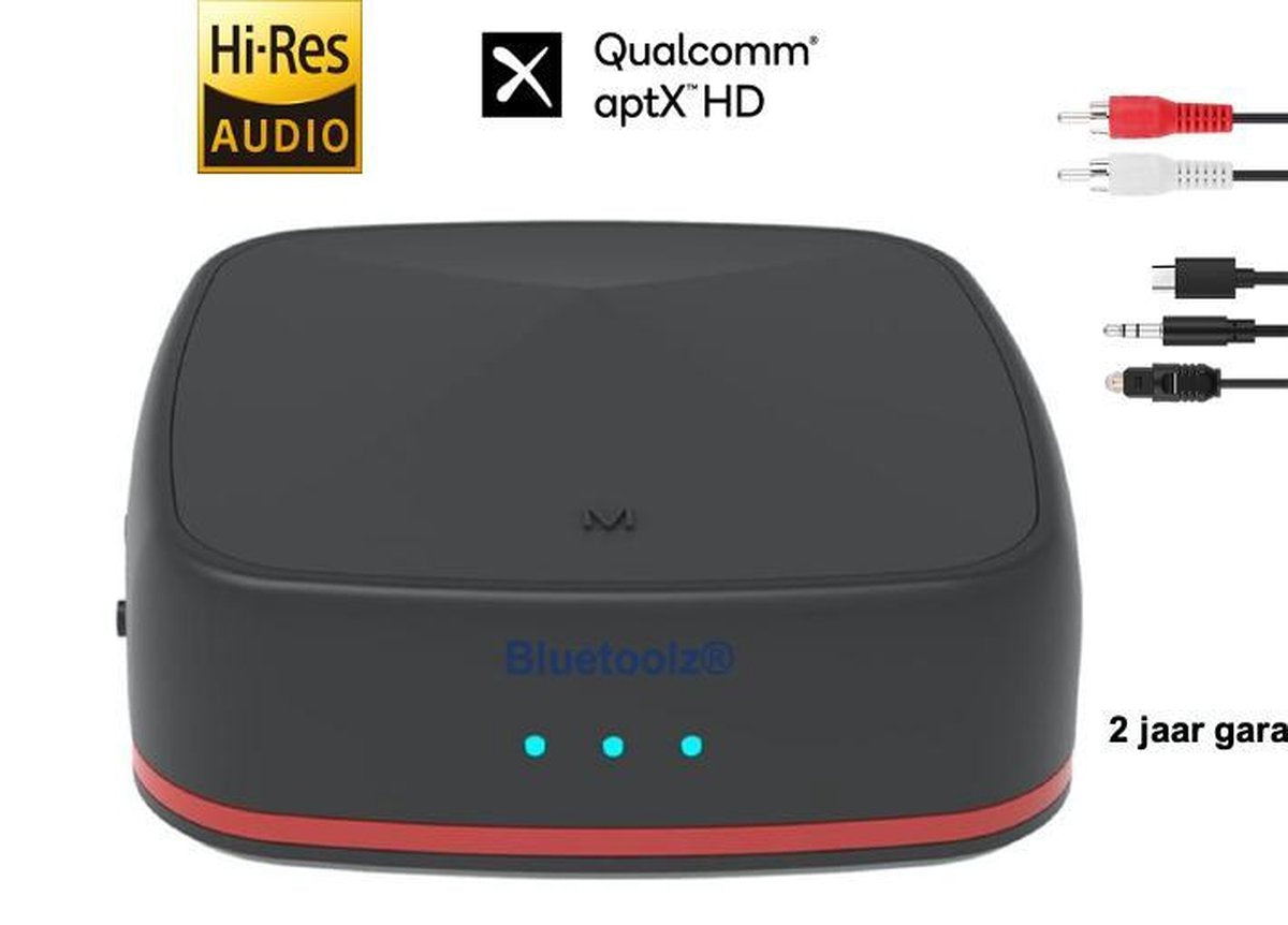 Bluetoolz® BTJR-BC05 | Bluetooth 5.0 High Res Audio zender en ontvanger (aptxHD) | zwart | met Qualcomm CSR 8675 | 2 jaar garantie