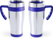 5x stuks rVS thermosbeker/warmhoud koffiebekers blauw 500 ml - Isoleerbekers/reisbekers