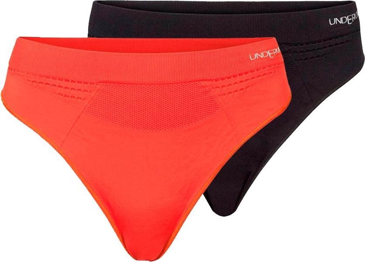 Underun Vrouwen String Duo Pack Zwart/Oranje - Hardloopondergoed - Sportondergoed - M