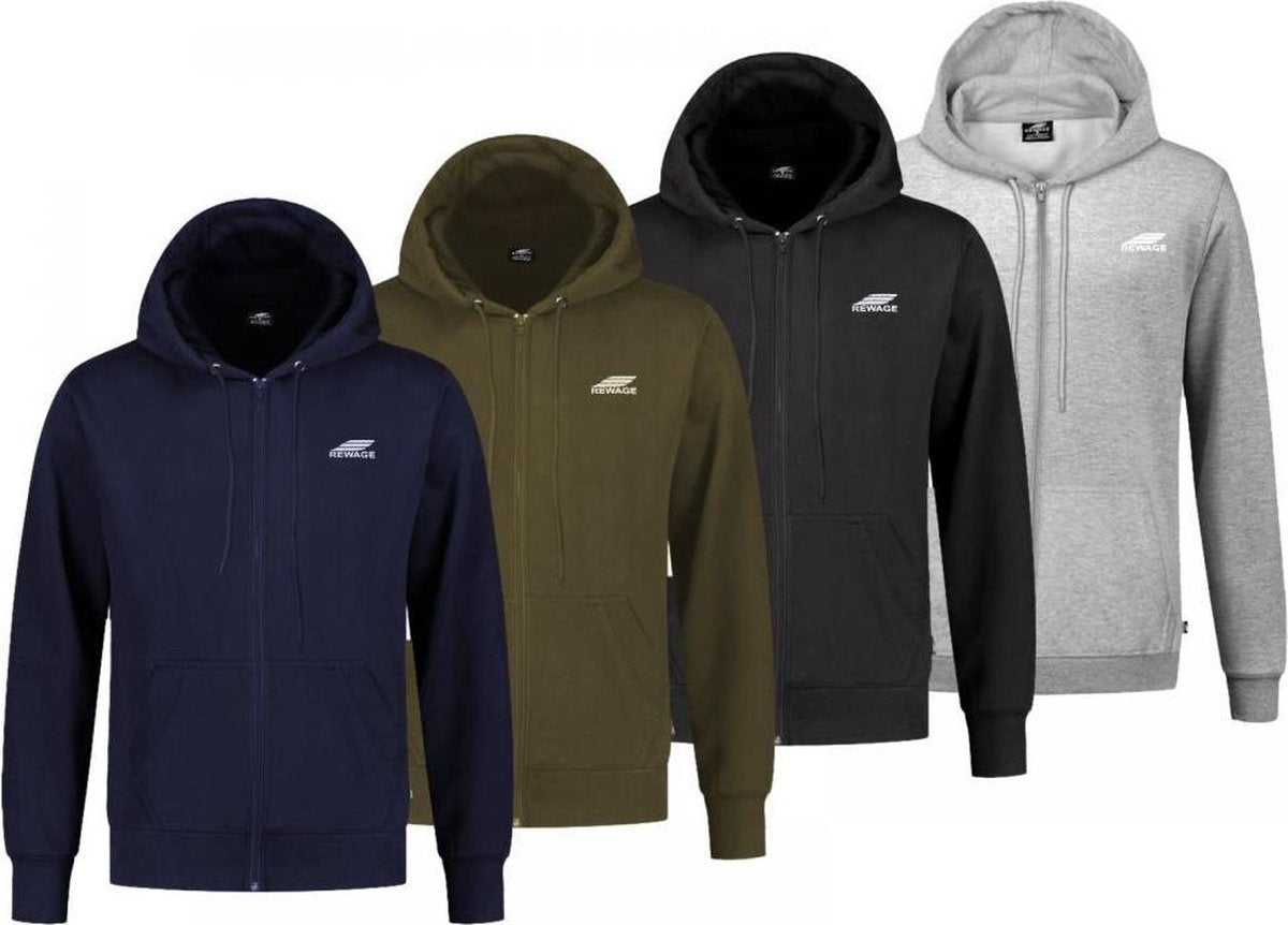 REWAGE Hoodies Premium Heavy Kwaliteit Met Rits - Heren - Combipack - M