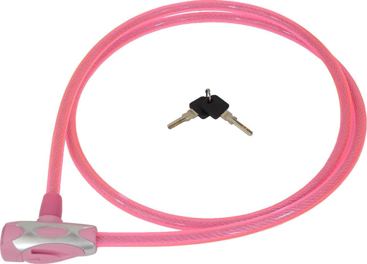 Stahlex Ø12mm / 180cm 450g Fietsslot Kabelslot extra lange uitvoering moi veilig en duurzaam roze