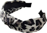 Dames haarband - diadeem met knoop grijs zilver luipaard print| Haarband volwassenen - vrouwen - dames - tieners - meiden