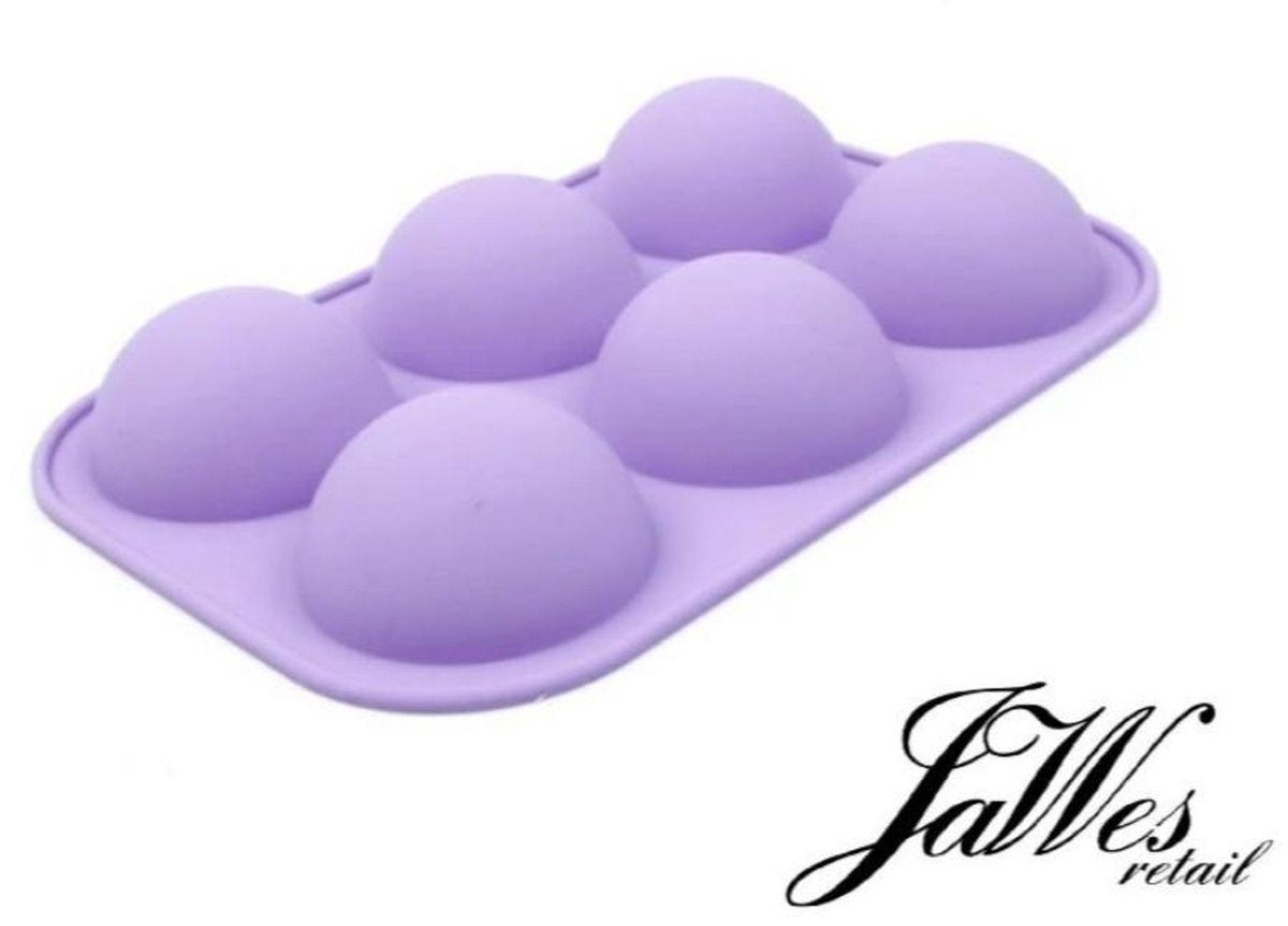 Jawes- Siliconen bakvorm- 6 Halve bollen- Paars- Bakvormen- Bakken- Cakevorm- Cupcakevorm- Halfrond
