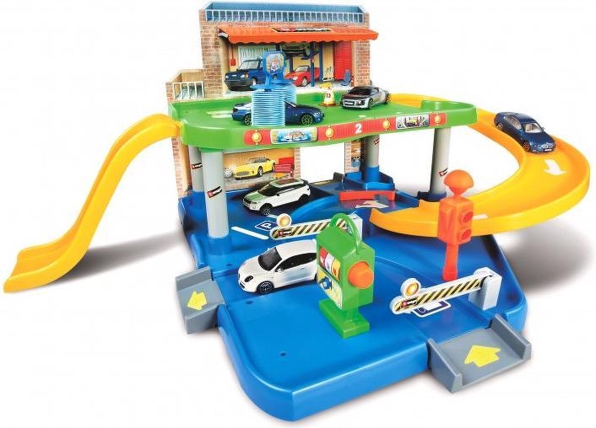 Bburago AUTO SERVICE + 1 CAR Blauw/groen/geel modelauto schaalmodel 1:43