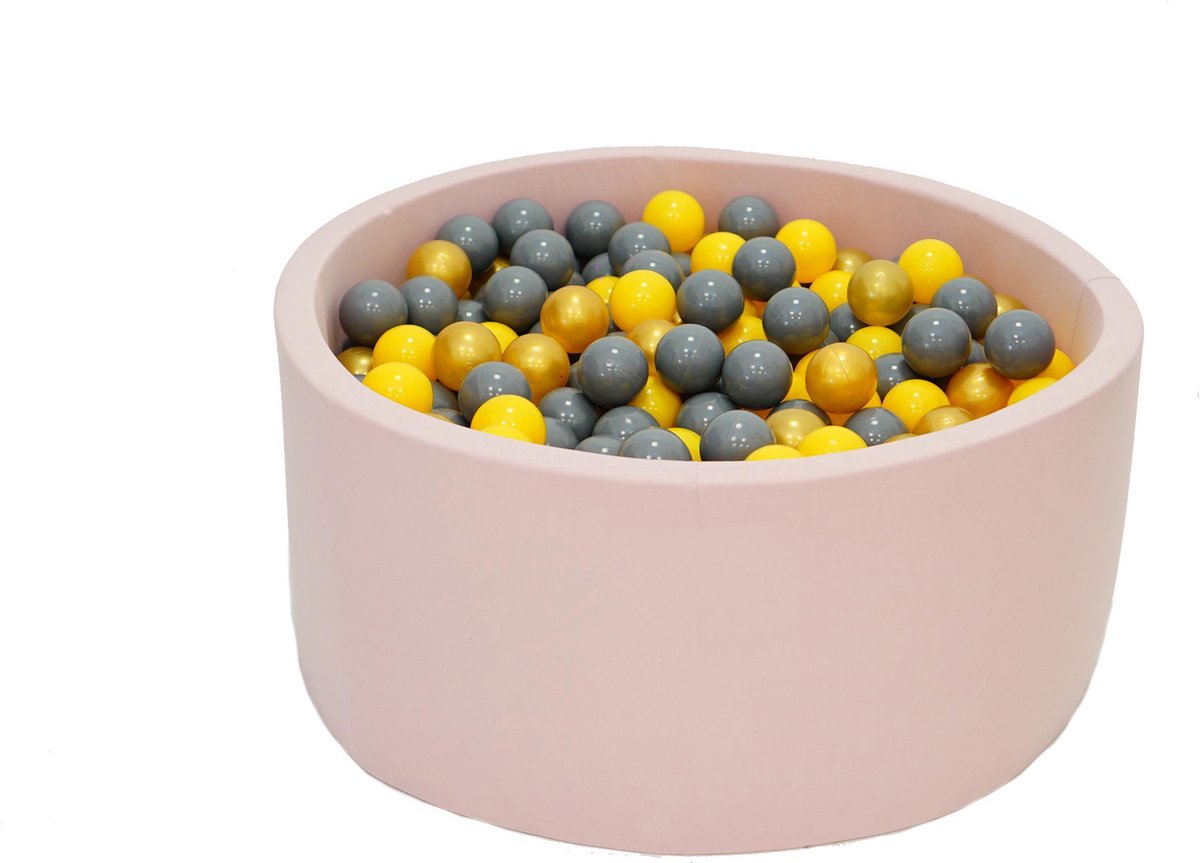 Ballenbak Roze 90x40 met 250 ballen Geel