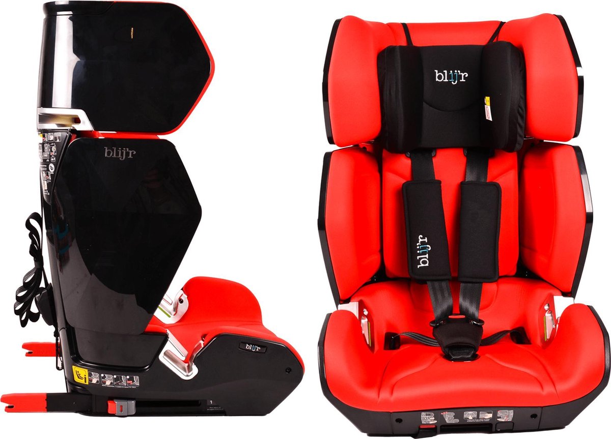 Blij'r Uniek autostoel I-size - 76cm - 150cm - ISOfix - RDW gekeurd - met slabbetje- Rood