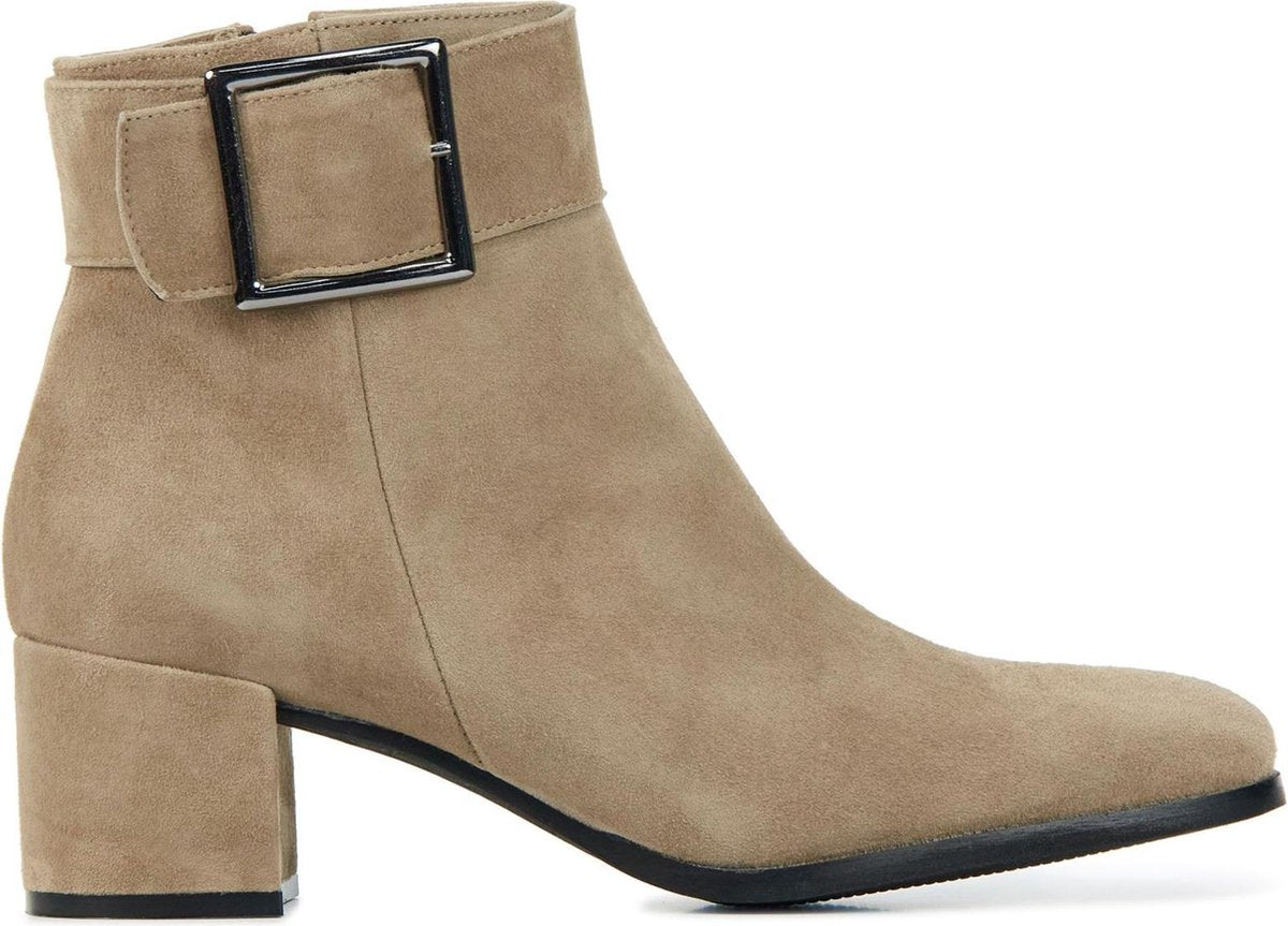Mace Vrouwen Suède  Enkellaarsjes / Laarzen / Damesschoenen M1094 - Beige - maat 37