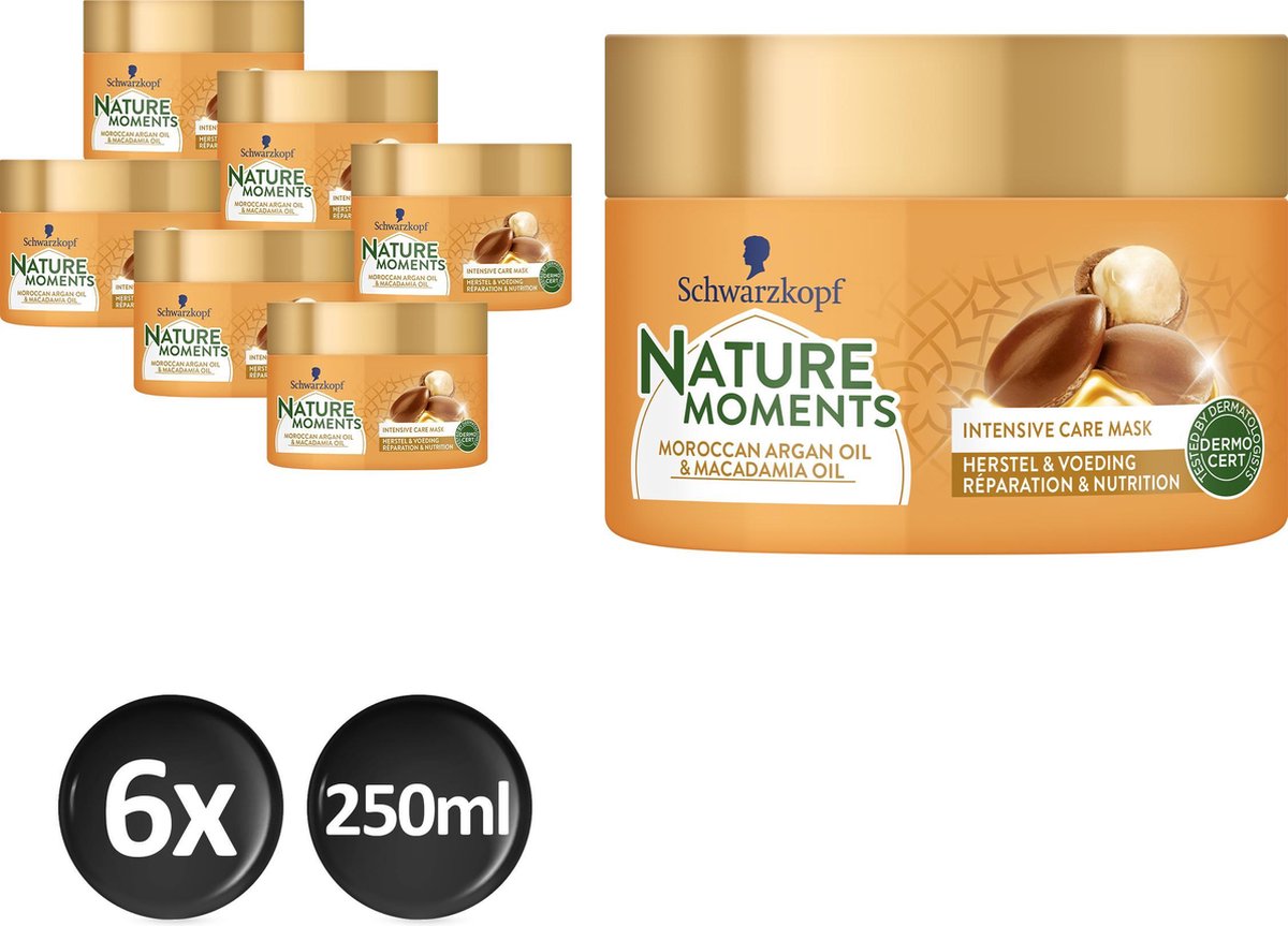 Schwarzkopf Nature Moments Argan Oil & Macadamia Oil Haarmasker - 250 ml  - 6 stuks - Voordeelverpakking