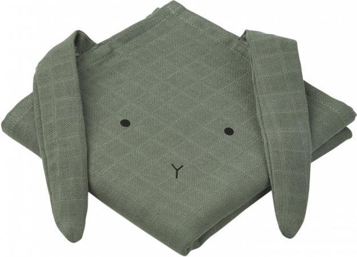 Liewood Hannah Rabbit Hydrofieldoek Faune Green 2 Stuks