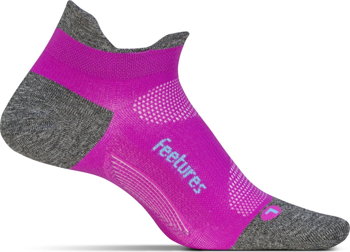 Feetures Elite Light Cushion No Show Tab - Roze/Grijs - Hardloopsokken - Sportsokken - Small - 34/37