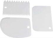 Fondant Schraper wit - Spatel Snijder - Set van 3 stuks 12 cm lang x 8 cm hoog - deeg schraper - Fondant Schraper - Spatel Snijder - Set van 3 stuks - deeg schraper
