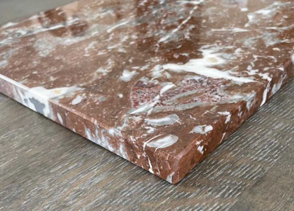 Snijplank Marmer Rood - 40 cm x 30 cm x 2 cm - Echte Marmer - Serveerplank Marmer Rood - Marmeren Plaat - Werkvlakbescherming - Afdekplaat - Keukengerei