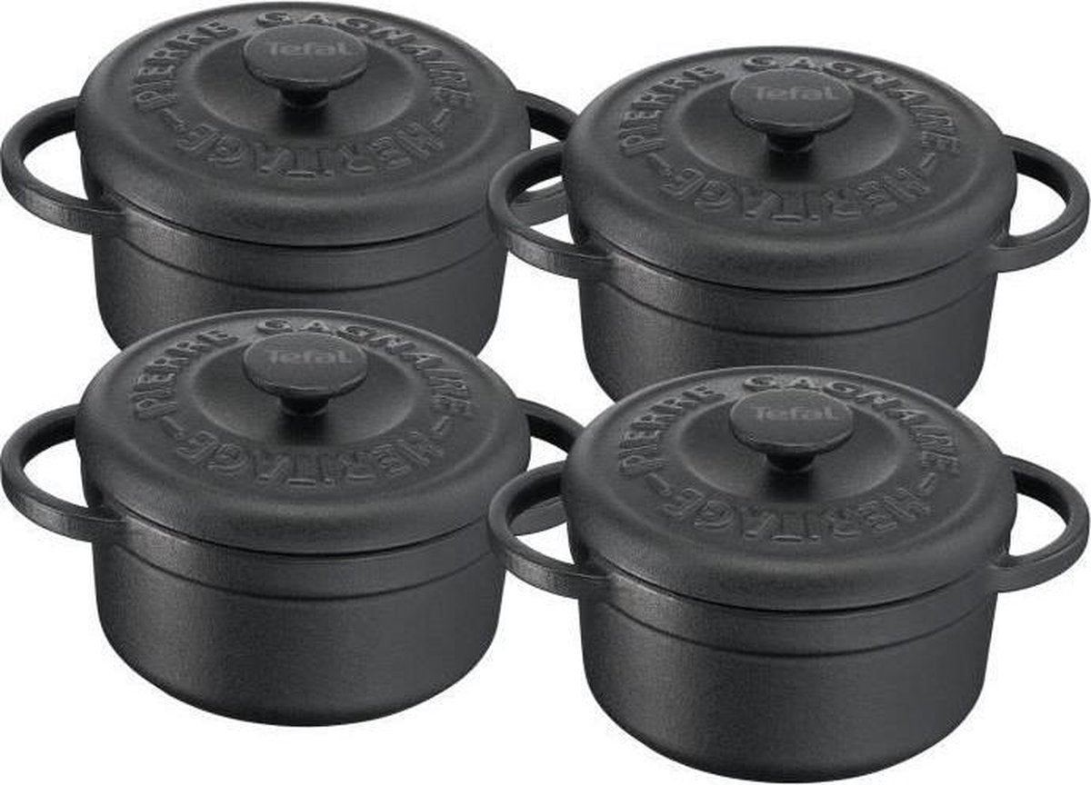 TEFAL Set van 4 Minis Ovenschalen gietijzeren steen Gagnaire Heritage - Rond - 10 cm - 0