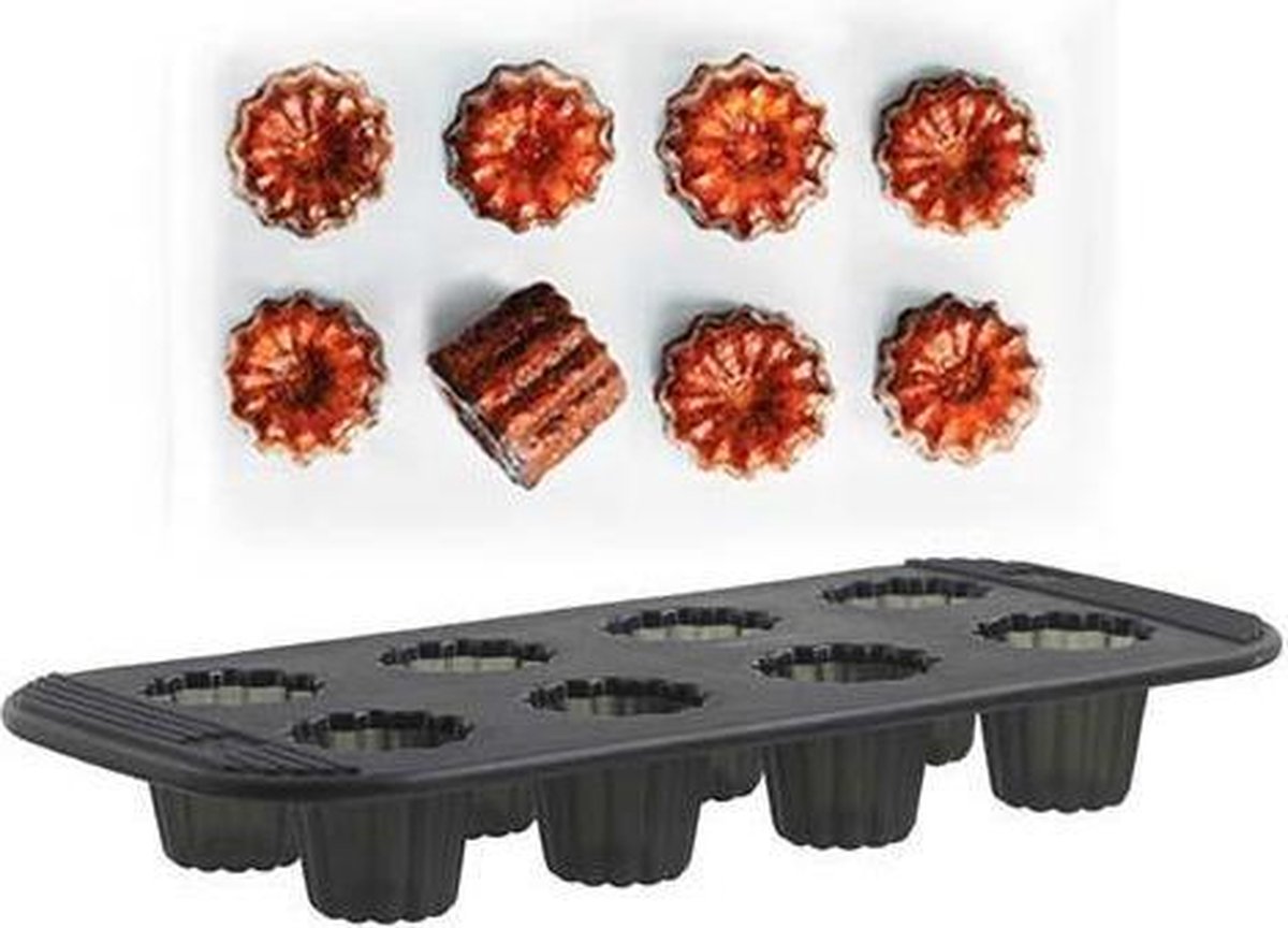 Mastrad Cakevorm Cannele - Siliconen - Voor 8 stuks - Zwart