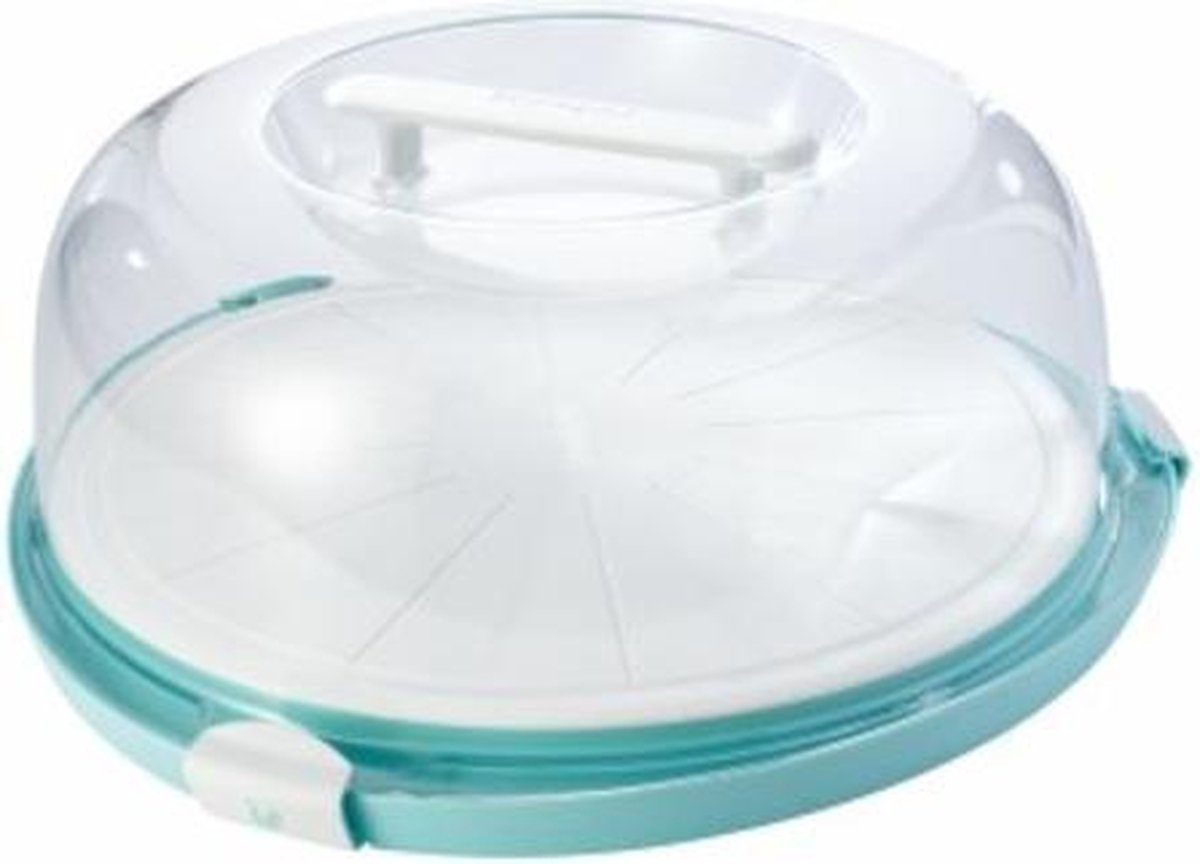 TAARTDOOS ROND  38X38X13 CM EMILIO TRANSPARANT-AQUA KEEEPER  10734