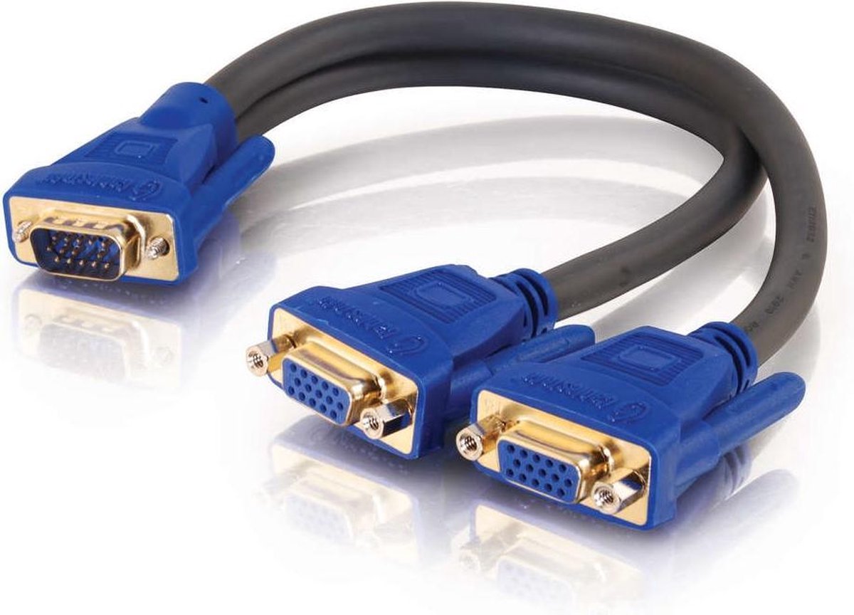 CablesToGo - VGA (D-Sub) naar VGA (D-Sub) female - 0.3 m - Zwart;Blauw