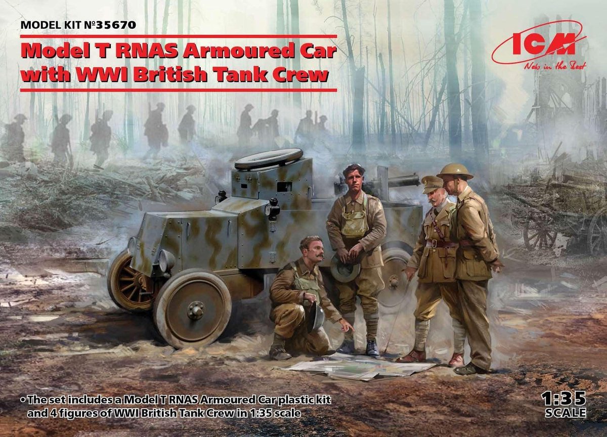 1:35 ICM 35670 Model T RNAS with WWI British Tank Crew Plastic kit