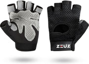 ZEUZ® Sport & Fitness Handschoenen Dames & Heren – Krachttraining Artikelen – Gym & Crossfit Training – Grijs & Zwart – Gloves voor meer grip en bescherming tegen blaren & eelt - Maat S