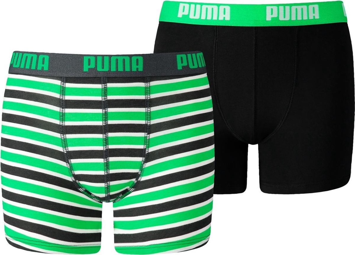 Puma -  Basic Boxer Printed Stripes 2P - Groen - Kinderen - maat  164