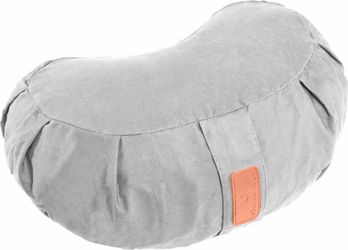 #DoYourYoga - Yoga kussen - »Ganesh« - halve maan meditatiekussen met bio-organische boekweit schalen vulling - 45x30x14 cm - muis grijs