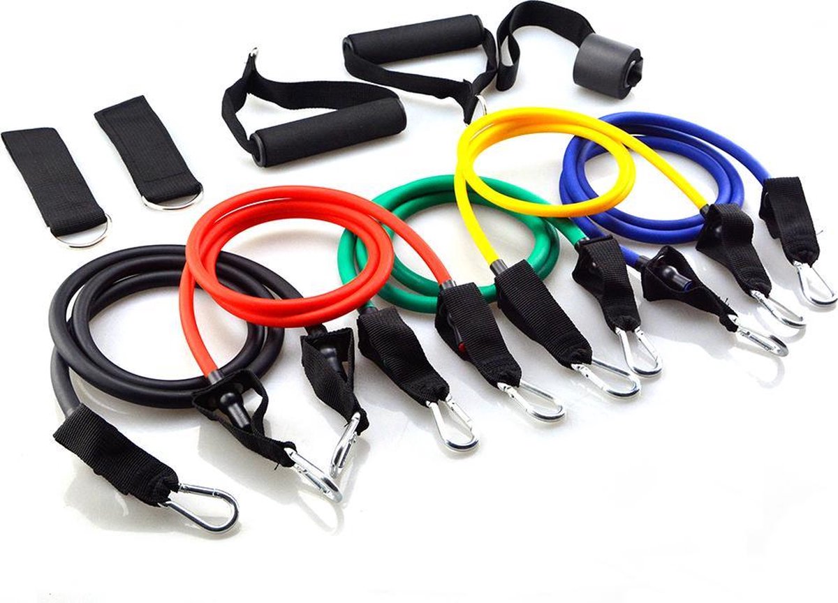 Weerstandsbanden Fitness Set - Sport Oefening Banden Van Elastiek - 11-delig