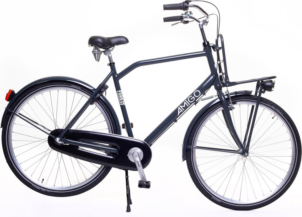 Amigo Forest - Transportfiets 28 inch - Herenfiets met voordrager en 3 versnellingen - Antraciet