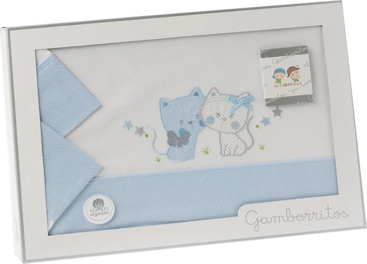 Gamberritos Lakenset Ledikant Katjes Katoen Blauw 3-delig