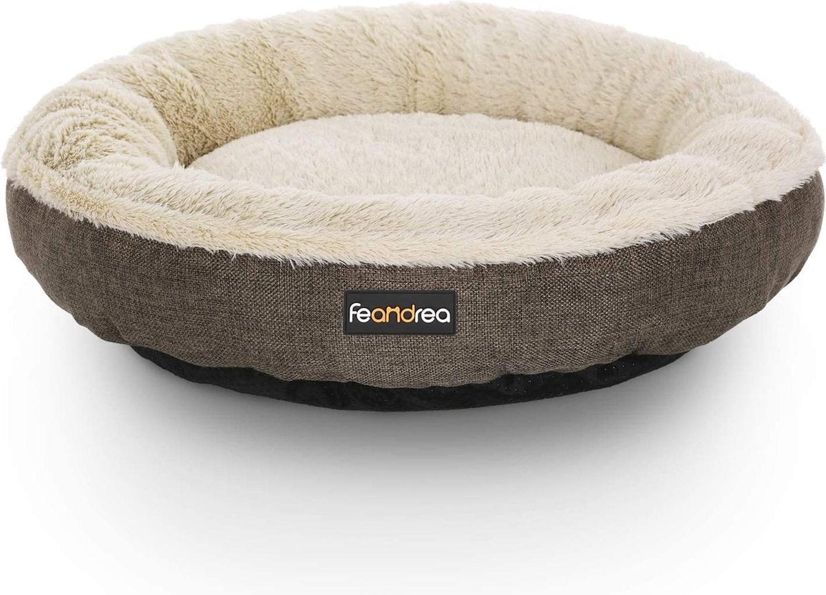 Hoppa! Dierenbed - Bruin - Katoen/Traagschuim - Rond