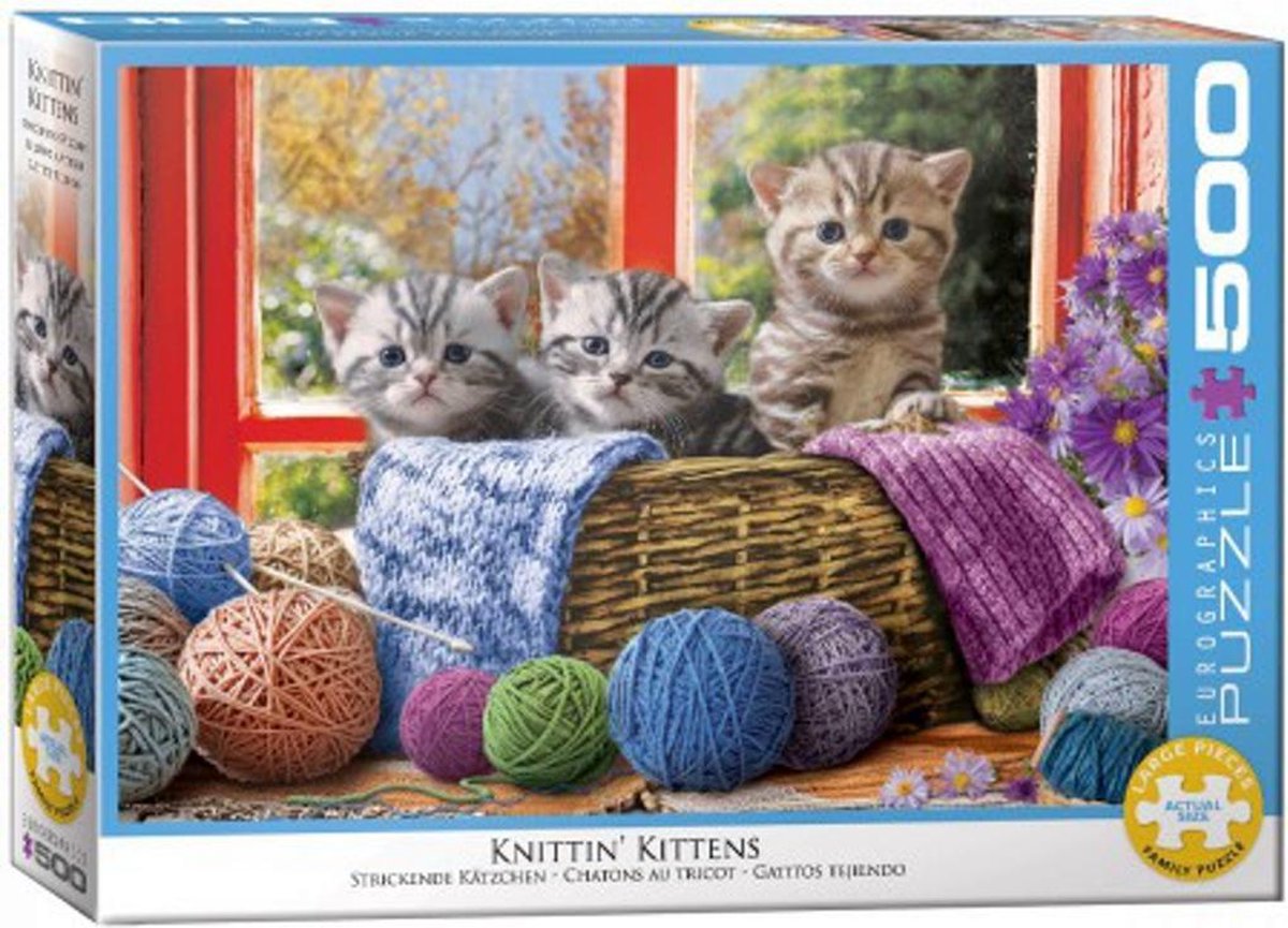 Eurographics puzzel Knittin' Kittens - 500 XL stukjes
