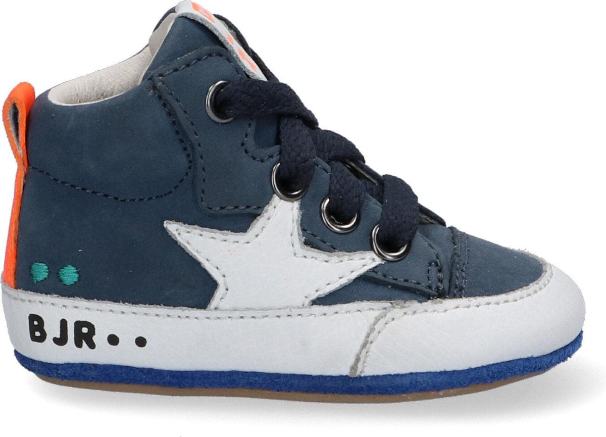 Bunnies JR 221101-528 Jongens Lage Schoenen - Maat 19 - Blauw - Babyschoentjes - Baby - Leer - Veters - Babysneakers