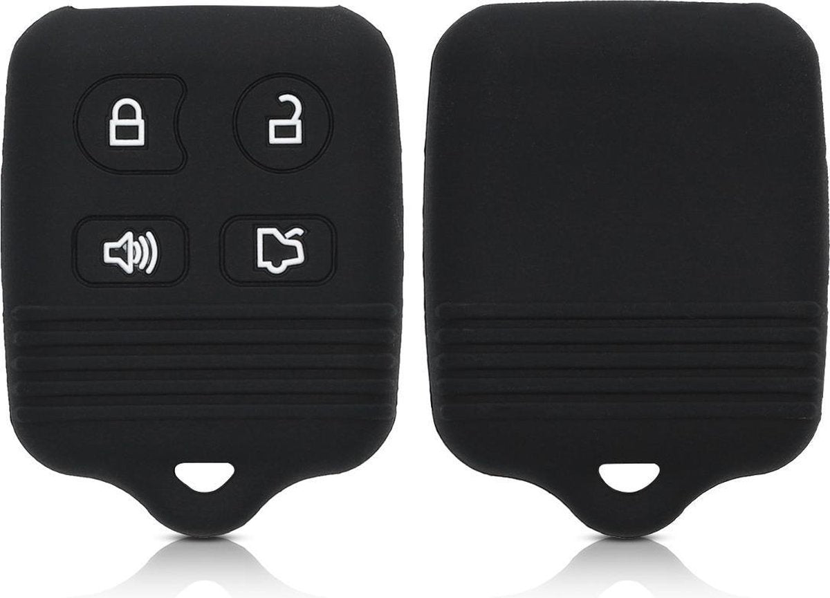 kwmobile autosleutelhoes voor Ford 4-knops draadloze autosleutel - Siliconen beschermhoes in zwart