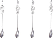 4 Theelepel Muzieknoot - Koffielepel - Thee en Koffie Lepel – RVS - Zilver